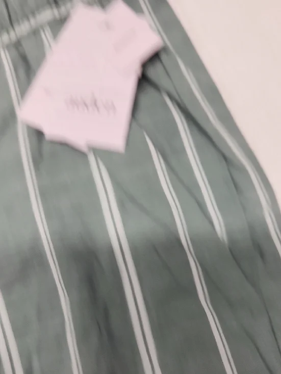 Auden-Green Striped Pajama Set - Short Sleeve Top & Pants Size S - Picture 5 of 6